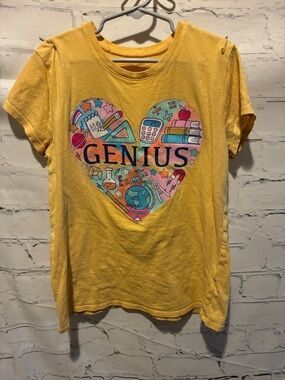 *3/$10* Children's Place "GENIUS" Yellow Girls Tee size L (10/12)